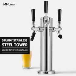 3 Faucet Draft Beer Tower,Three Tap Kegerator Tower,Stainless Steel 3