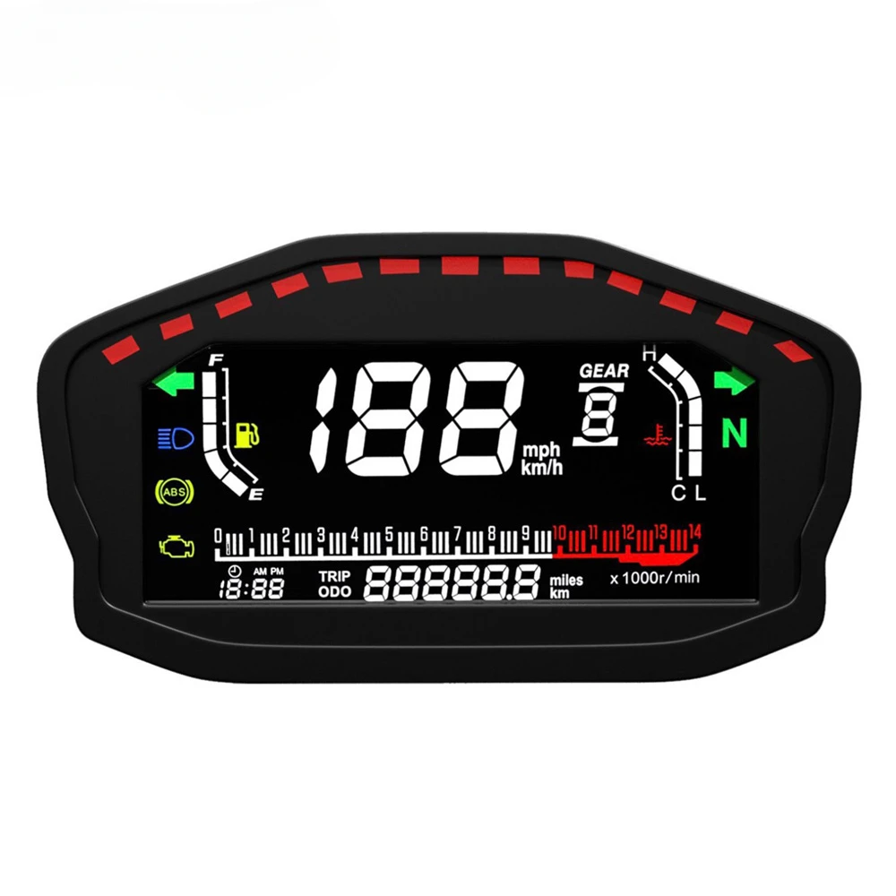 

LCD GPS Speedometer Tachometer Fuel Level Water Temp Mileage Multi-Function Display for Motorcycle Vehicle with Alar