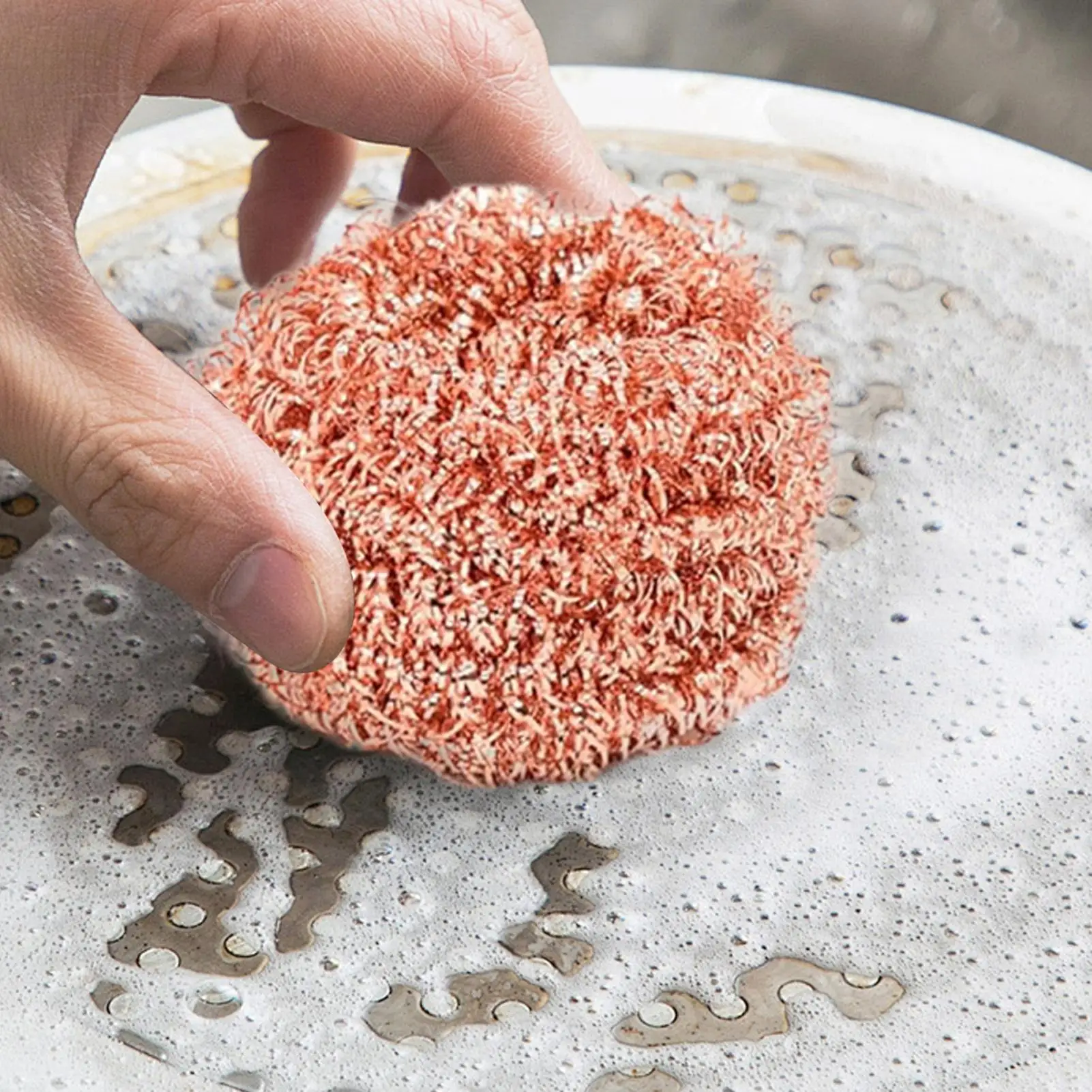 Copper Scouring Pads Grease Removing Copper Scrub Sponge Kitchen Grease Removal Supplies Scrubbing Pads Non-Abrasive For Cooktop