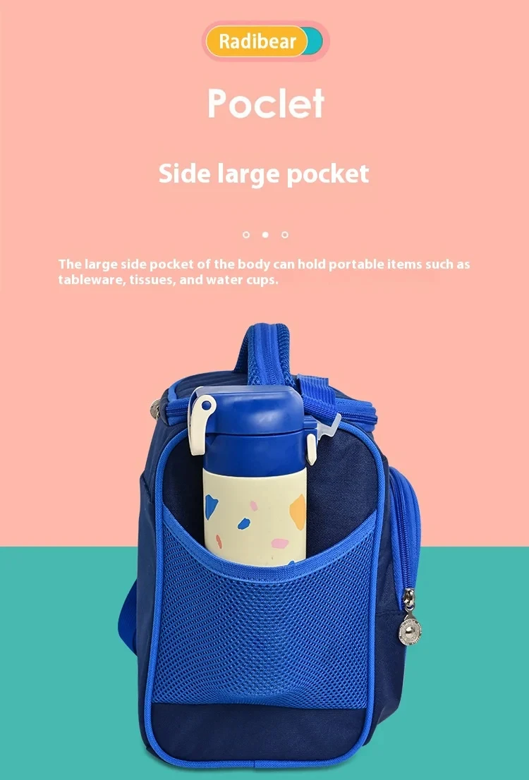 Isolierte Cartoon-Lunch-Tasche für Kinder, tragbare Handtasche, atmungsaktive Strand-Picknick-Tasche für Grundschüler – Detail 10