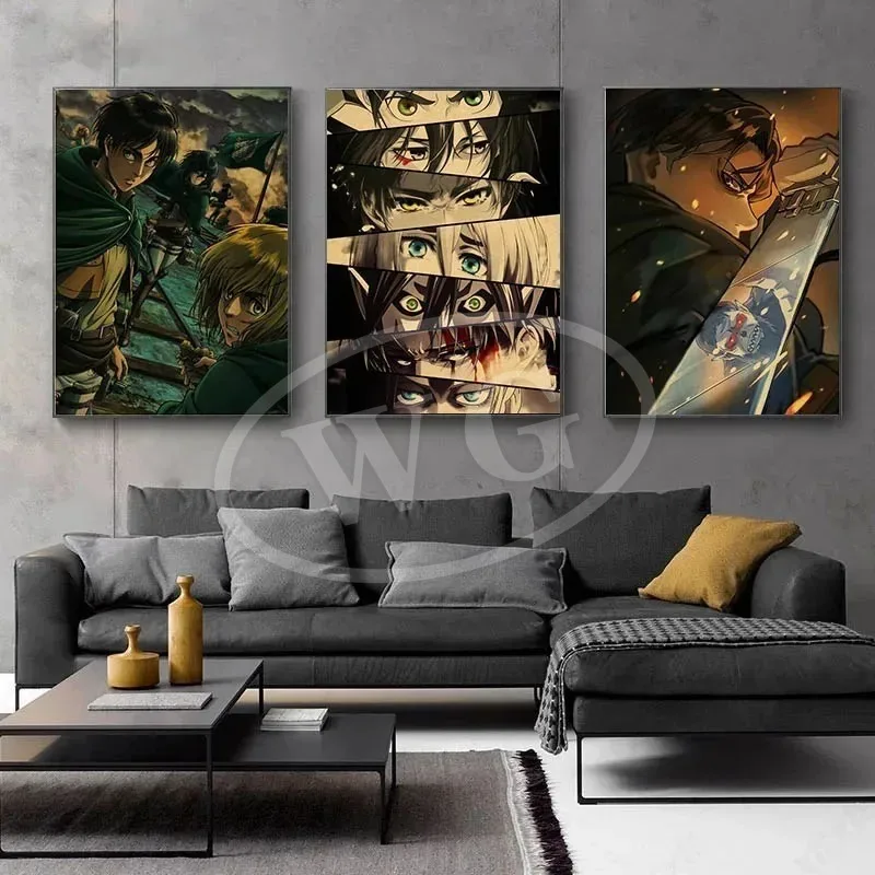 Japanese Hot Classic Anime Attack on Titan Season 4 Posters Canvas Painting Prints and Art Wall Picture for Room Home Decoration