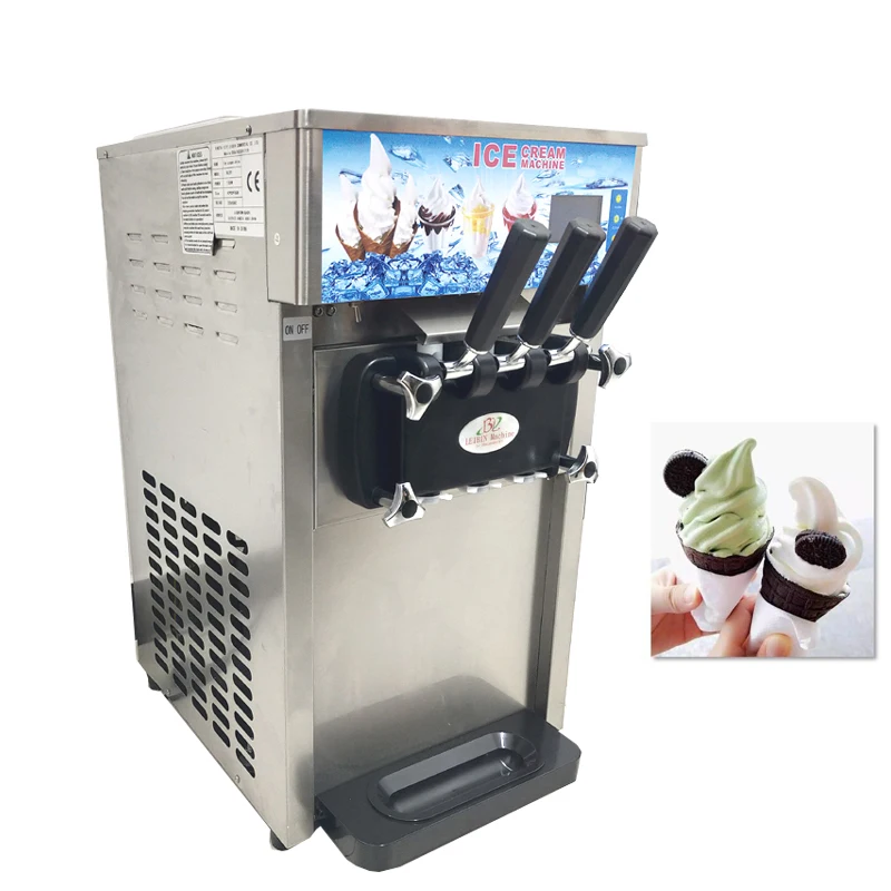 

1200W Ice Cream Machine Desktop Soft Ice Cream Machine 3 Flavors Of Ice Cream Making Machine