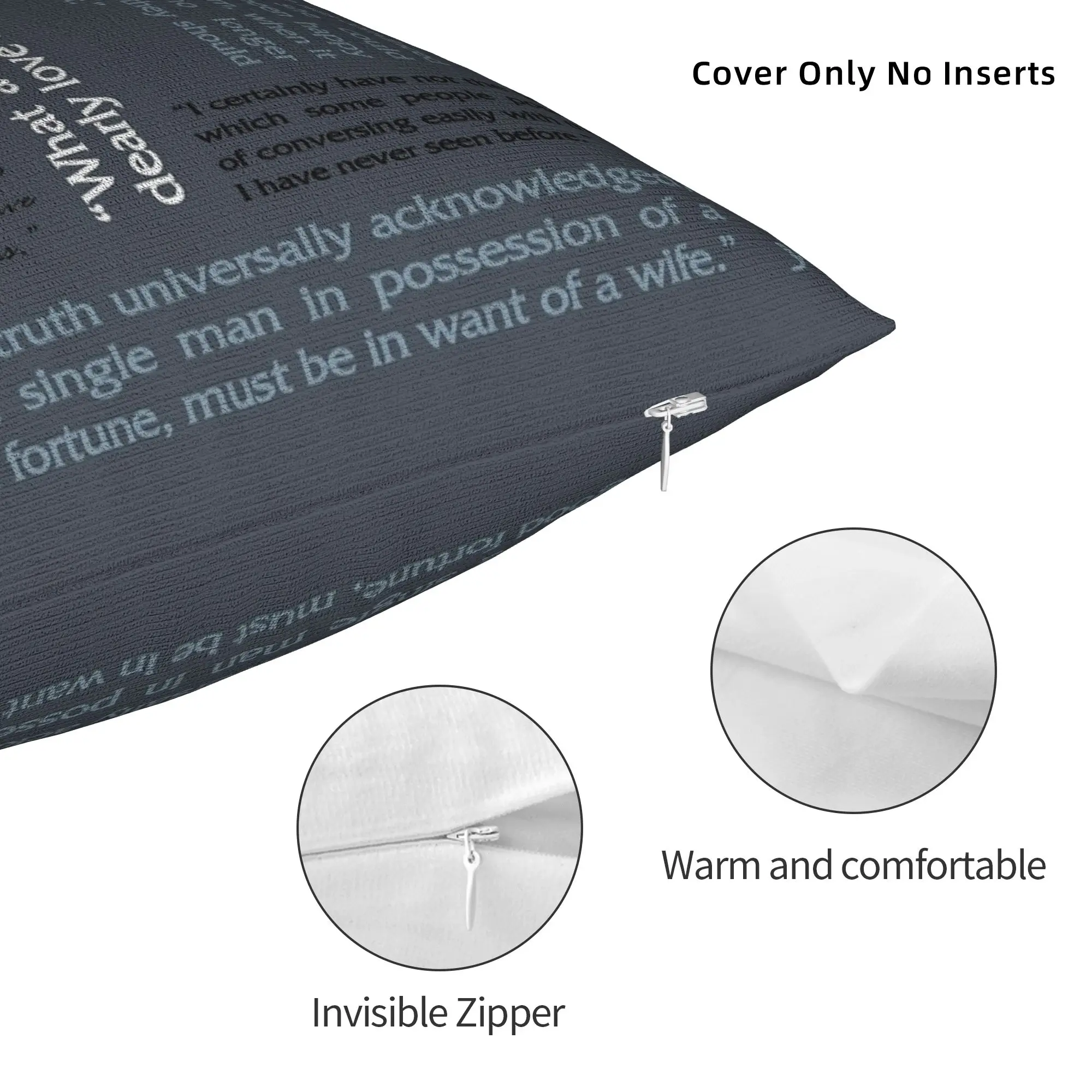 مطبوعة الكبرياء والتحامل يقتبس مكتبة ممتازة المخدة غطاء الوسادة رمي كيس وسادة غطاء المنزل انخفاض الشحن 18"