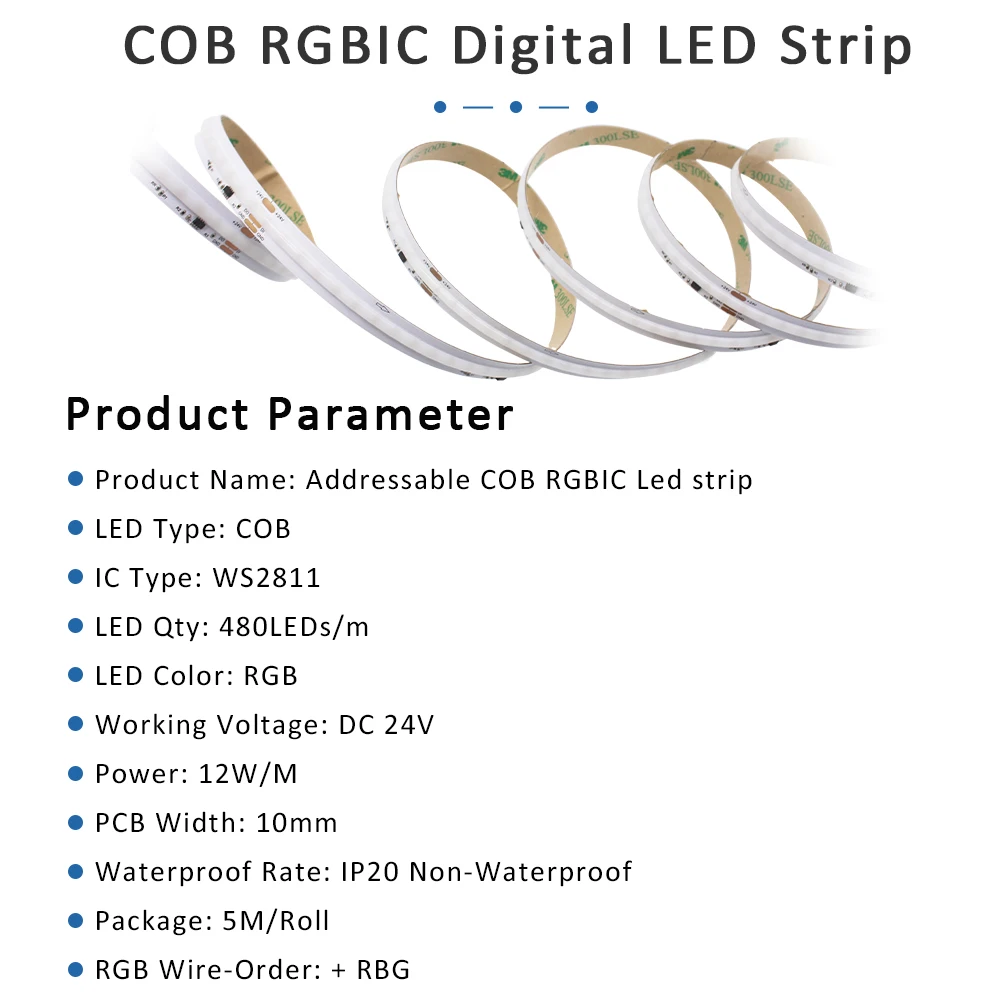24V RGB IC FCOB Running Water Flowing LED Strip Light 5M 10M 15M 20M Wifi Pixel Flexible Ribbon Alexa Voice Control Tape Lamp