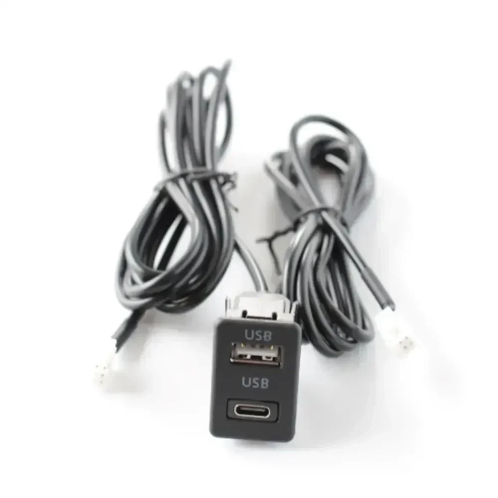 Car USB+TYPE-C Socket Base Port Panel Interface Extension 145cm Cable Adapter Multimedia Head Unit Replace 4pin 6pin Line