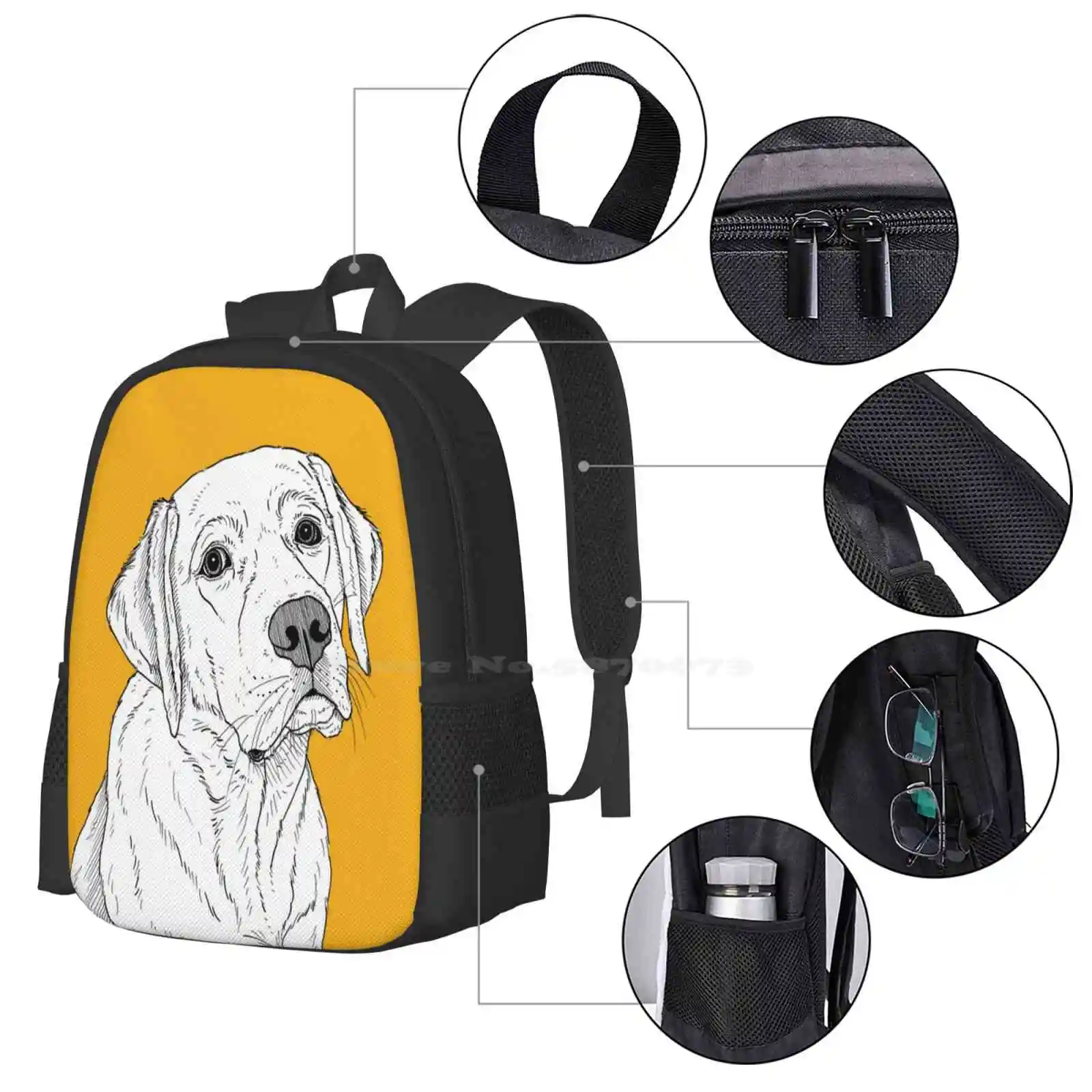 Labrador Dog Portrait Hot Sale Backpack Fashion Bags Labrador Dogs Dog Lovers Dog Portrait Pet Portraits Animals Animal Lovers