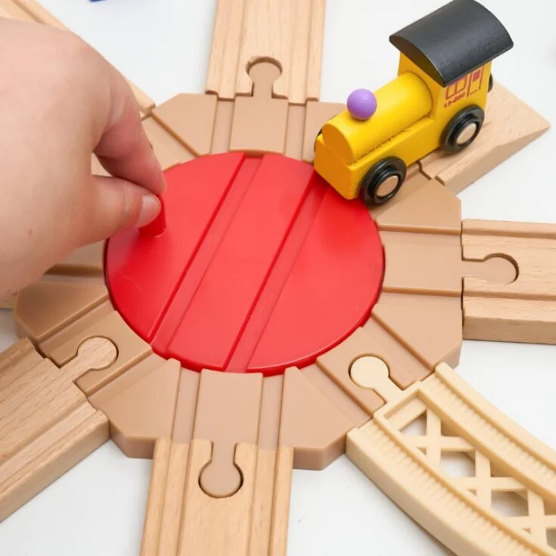 Pista de ferrocarril de madera, bifurcación de riel de horquilla, accesorios de pista de madera de haya aptos para Thomos, juguete de pistas de