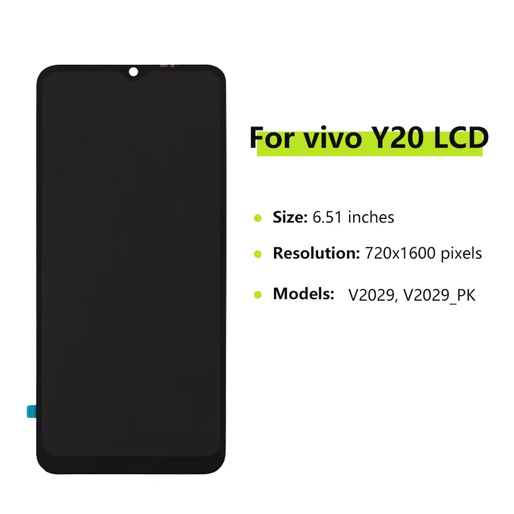 Layar 6.51 inci LCD tampilan layar sentuh, LCD untuk VIVO Y20 V2029 dengan bingkai rakitan Digitizer untuk vivo Y20 LCD