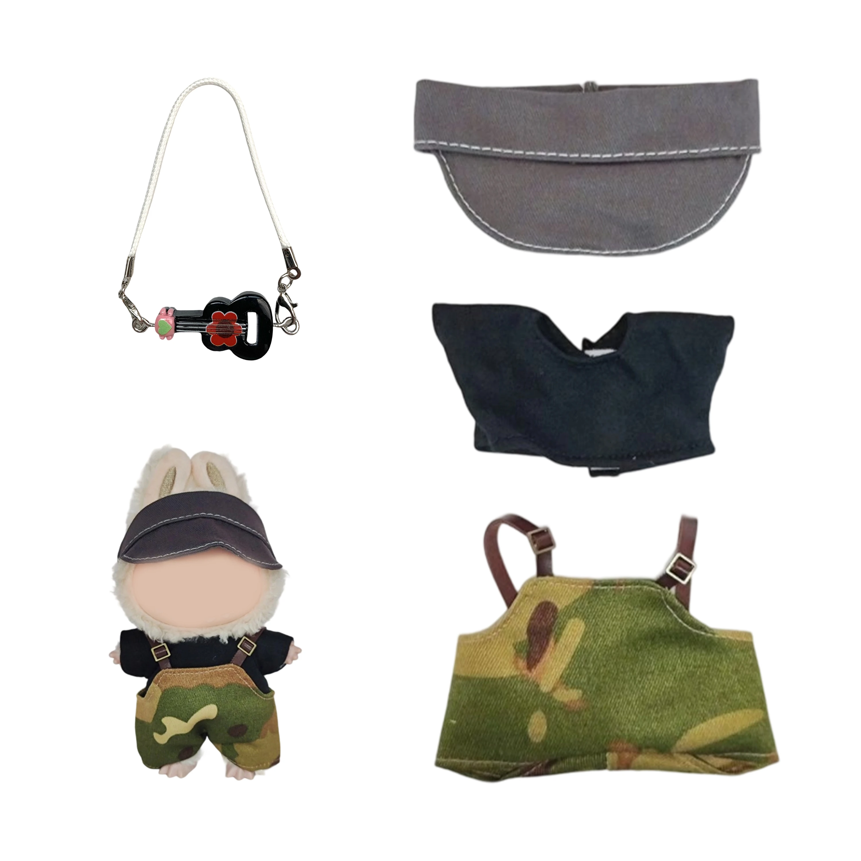 سلسلة مفاتيح لابوبو - فستان صيفي بلون الكرز الصيفي، ملابس دمى لطيفة قابلة للتغيير لابوبو مقاس 17 سم