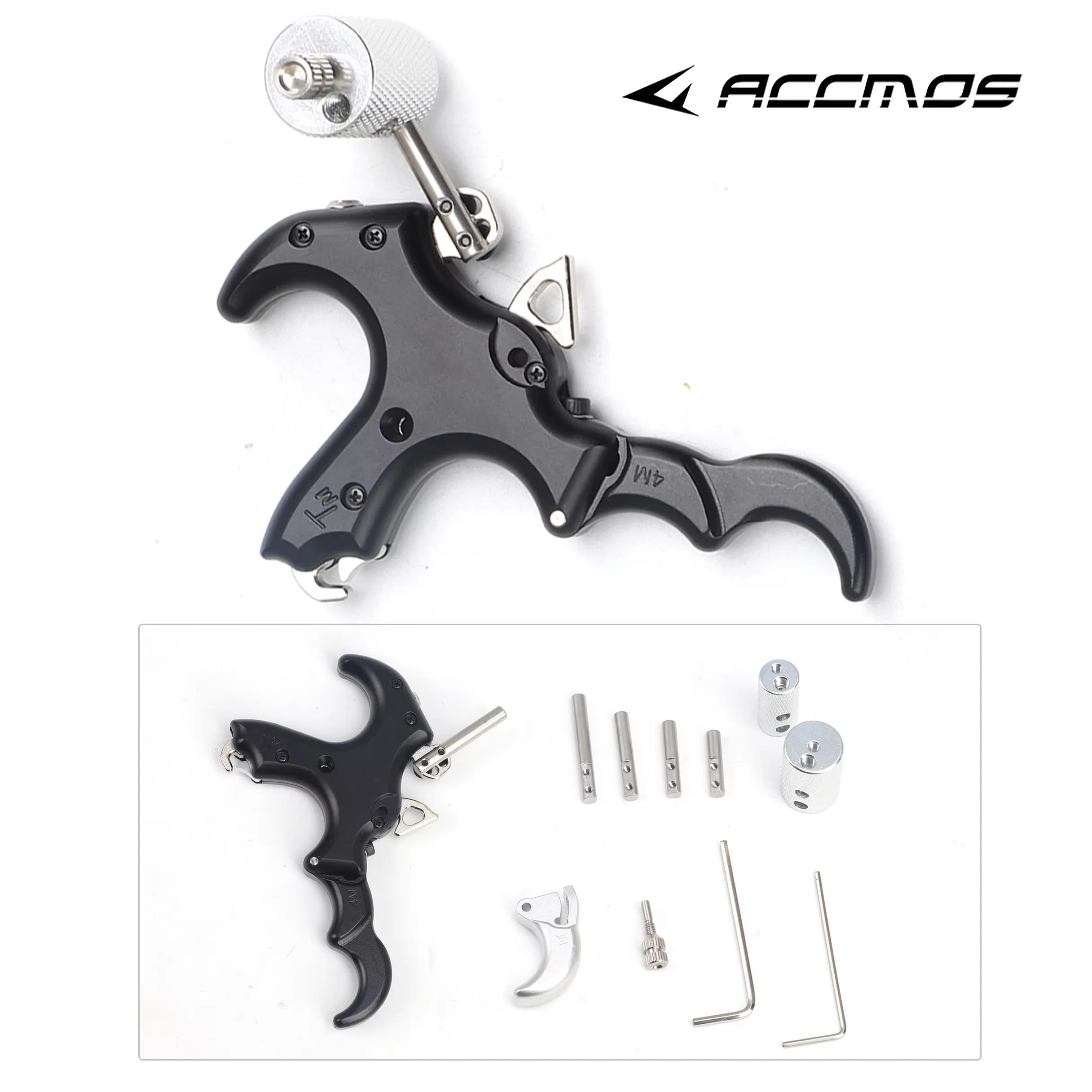 3/4 Finger Release Assist Grip Caliper Thumb Gear Stainless Steel Release Assist Caliper Release Compound Bow Shooting Tool