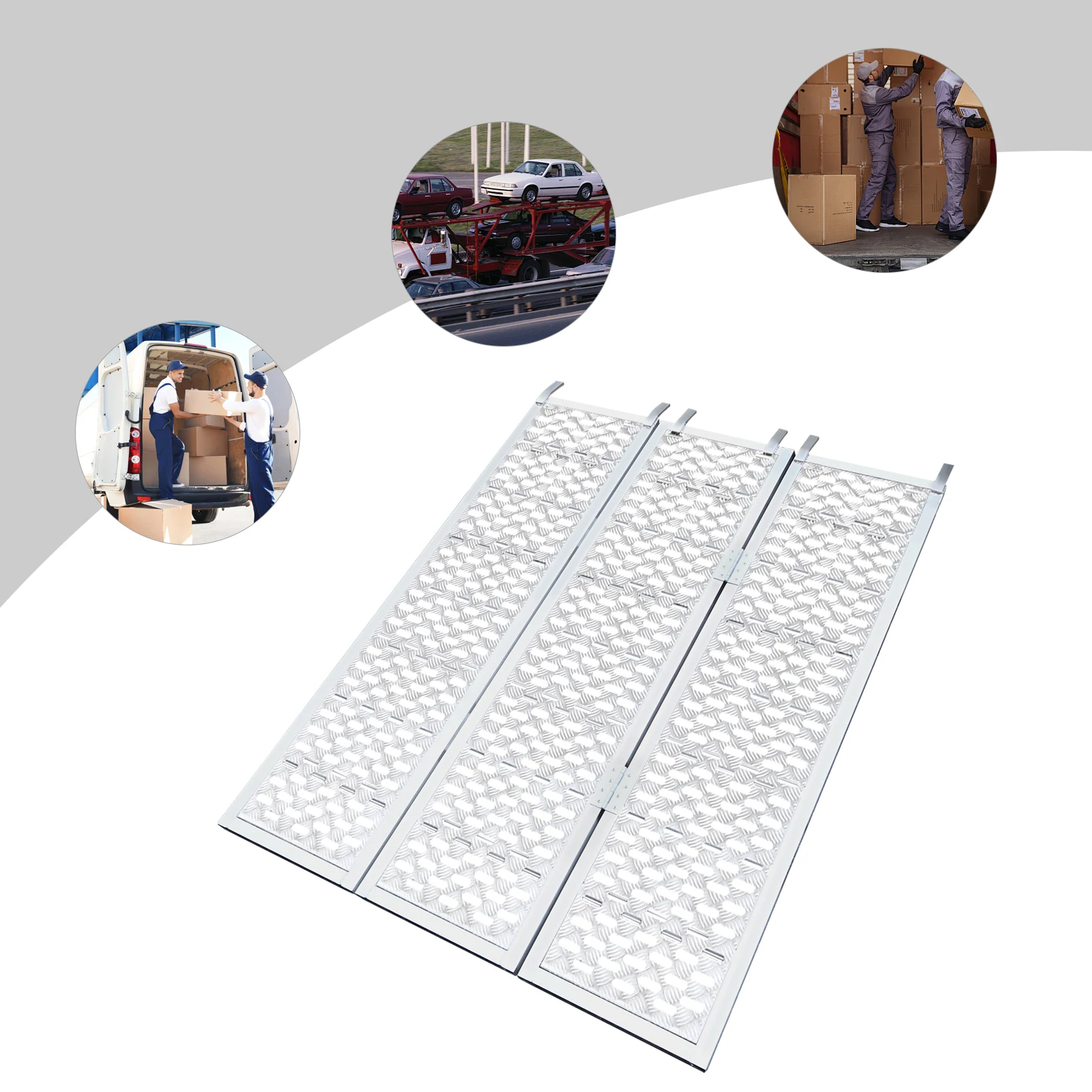 

Durable Aluminum Ramp, 1500 lbs Capacity, Foldable, Easy to Use for Transporting Motorbikes