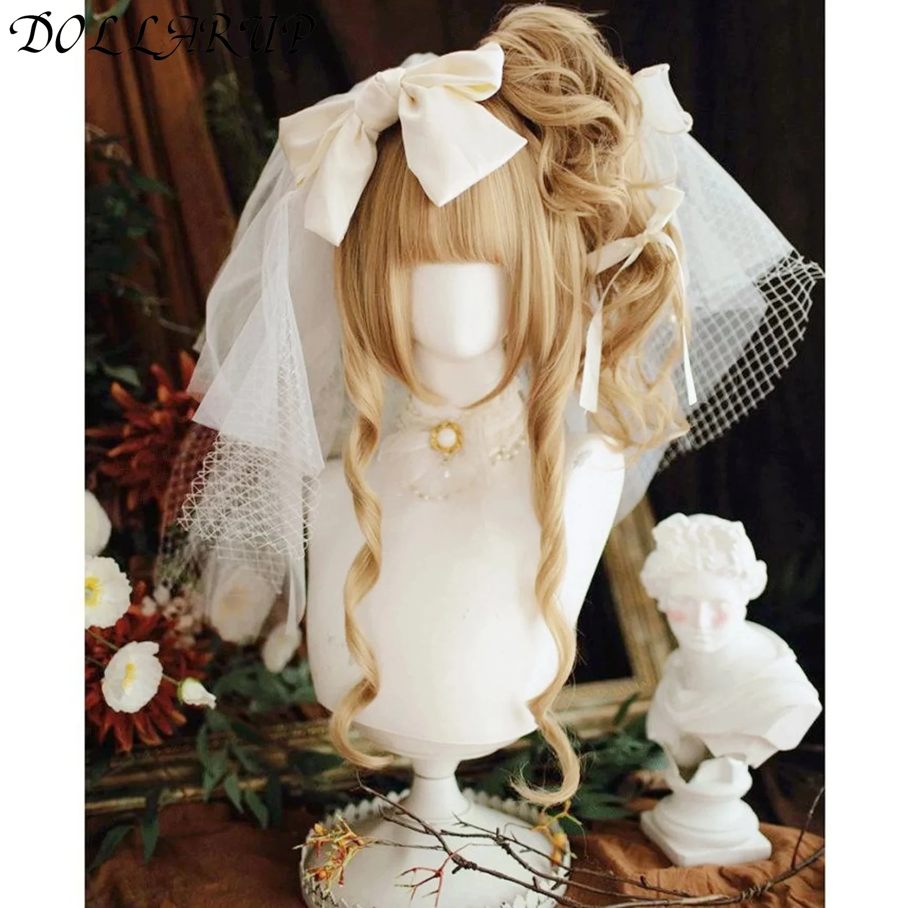 JKL Long Blonde Wigs for Women Synthetic Hair Wig with Fringe Ombre Color with Dark Roots Layered Wigs Heat Resistant
