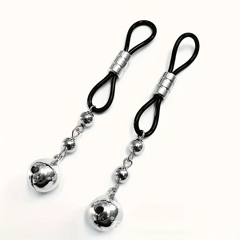 1 Pairs Non Piercing Fake Nipple Rings, Water Drop Heart Shaped Dangle Nipple Clips - view 3