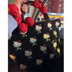 Hello Kitty Embroidered Fleece Large Capacity Handheld Bag Cute Fashion Armpit Bag Niche Design Portable Versatile Storage Bag