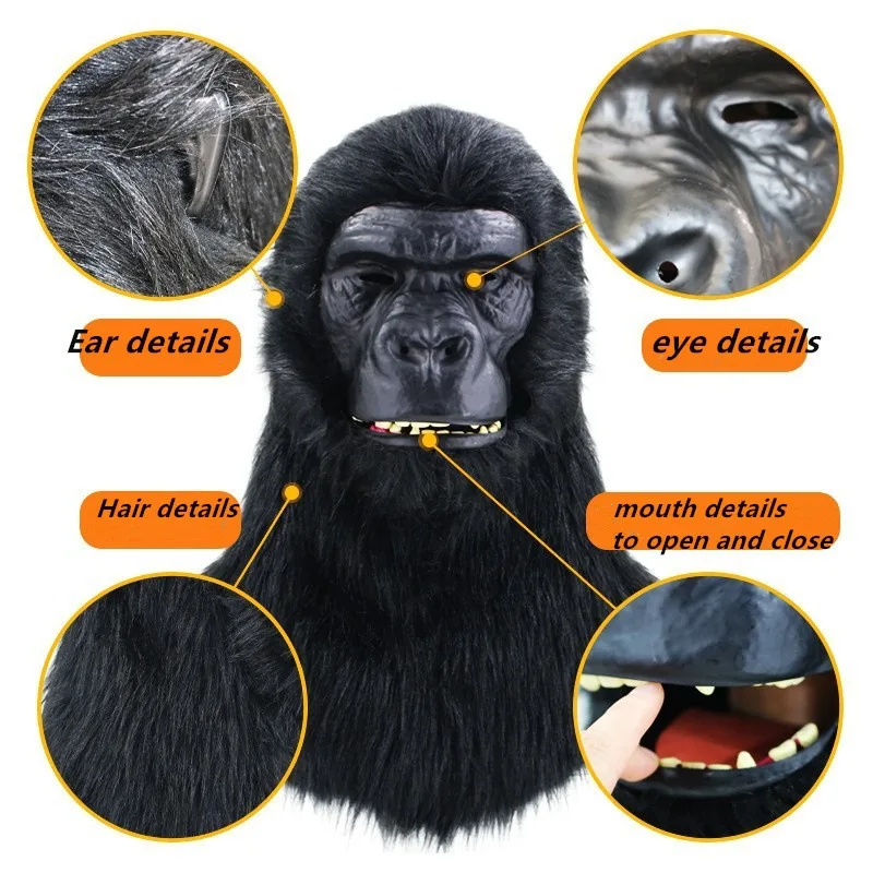 Can Open Mouth Animal Head Mask Funny Wolf Dog Tiger Gorilla Head Costume Costume Party Halloween Props Horror Cosplay Anime New