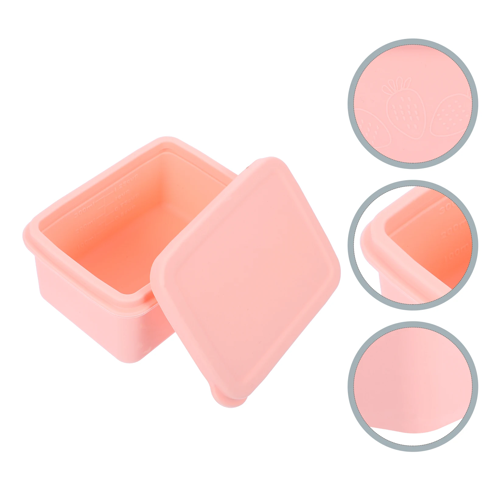 Silicone Food Storage Containers Pink Square Sealed Grade Meal Prep Boxes Portable Reusable Containers For Microwave Baby