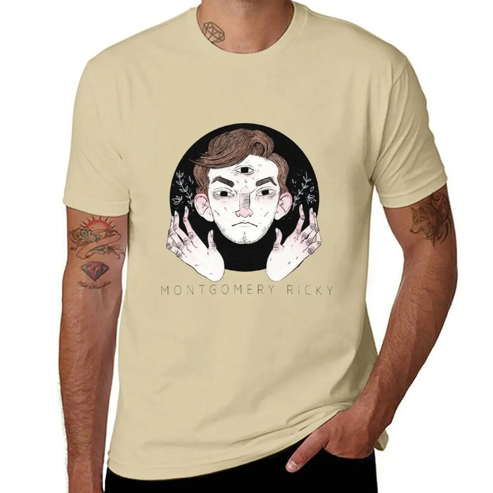 2025 novo modelo MONTGOMERY Y ALBUM COVER Camiseta branca com suor alfandegário roupas masculinas