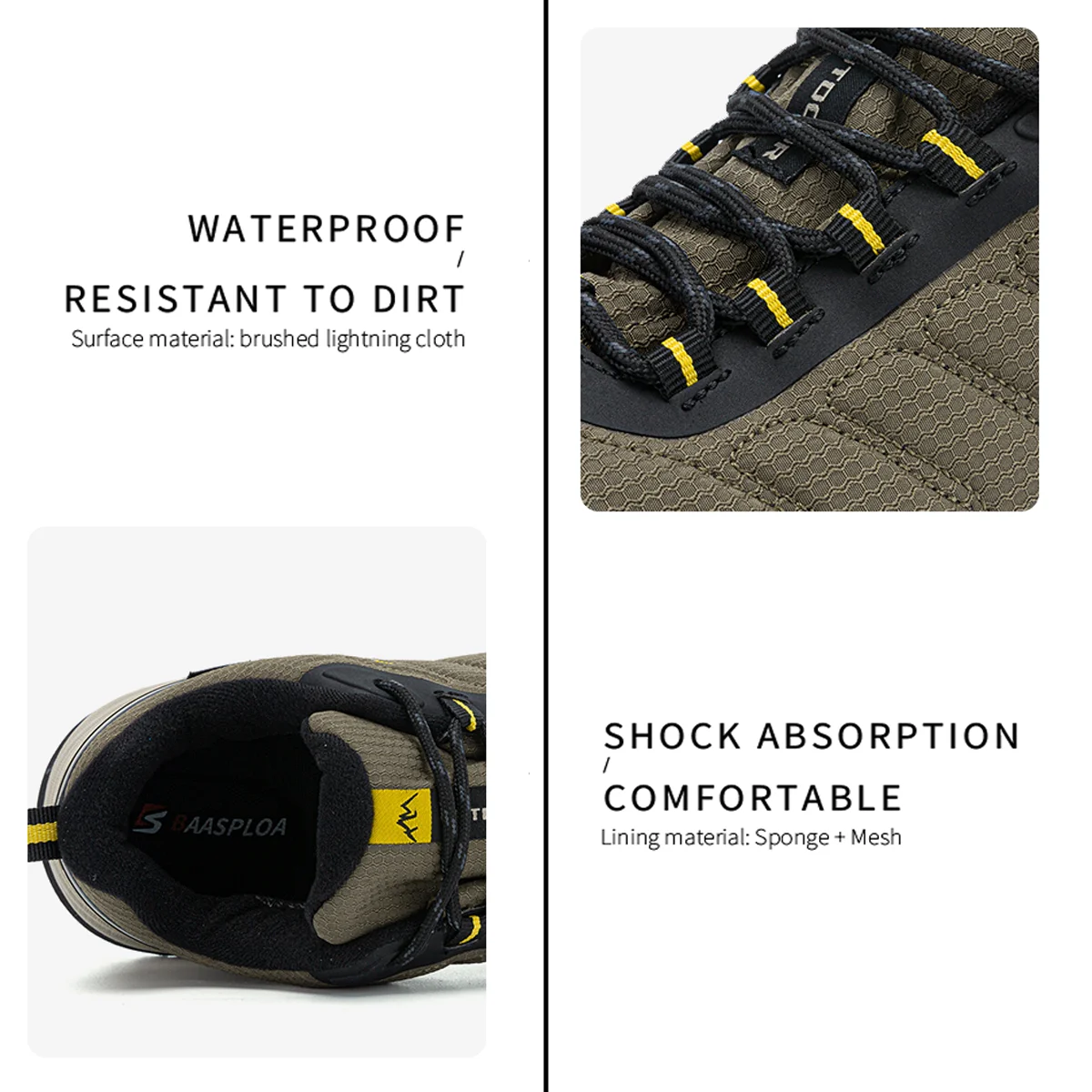 Baasploa New Men Hiking Shoes Outdoor Climbing Waterproof Non-slip Wear-resistant Sneakers Male Casual Lace-Up Walking Shoes