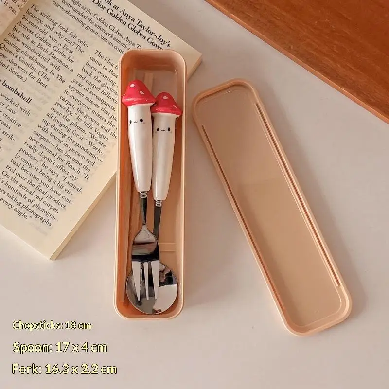 1 Set Cute Carrot Onion Cutlery Set, Cartoon Spoon, Fork and Chopsticks for Students and Children