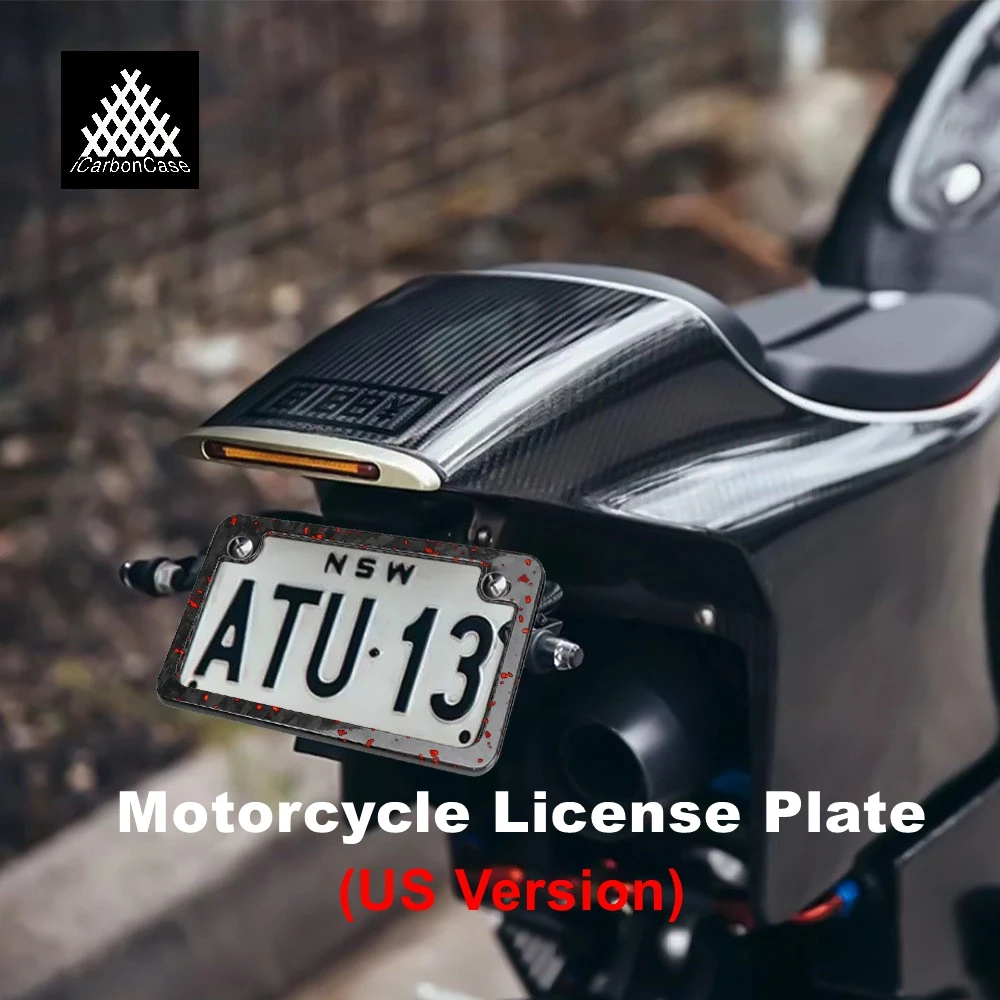 

(US Version Only) 1 PCS Motorcycle Real Forged Carbon Fiber Luxurious Finish License Plate Super Light Fragmented Colored Carbon
