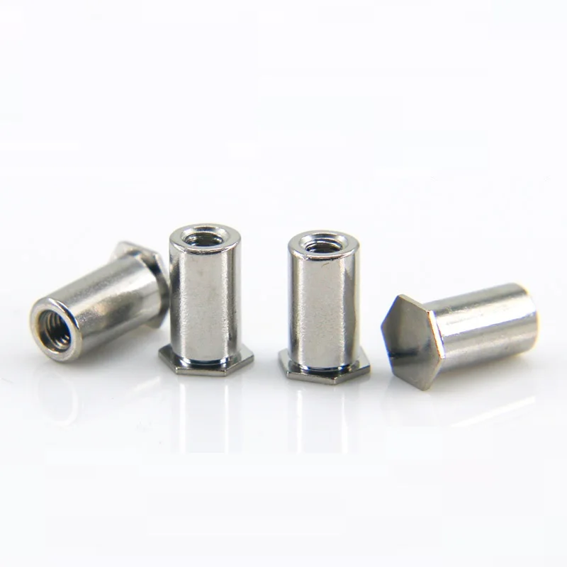 M4 M5 M6 304 Stainless Steel Bsos Hexagon Blind Hole Pressure Riveting Column Ressure Riveting Stud Screw Nut