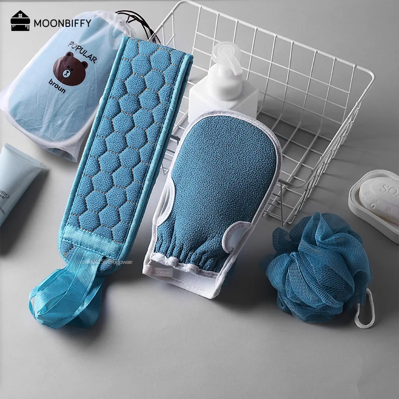 3pcs Bath Towel Set Household Bath Towel Three-piece Set Double-sided Thickened Back Strip Bath Flower Thickened Bath Towel