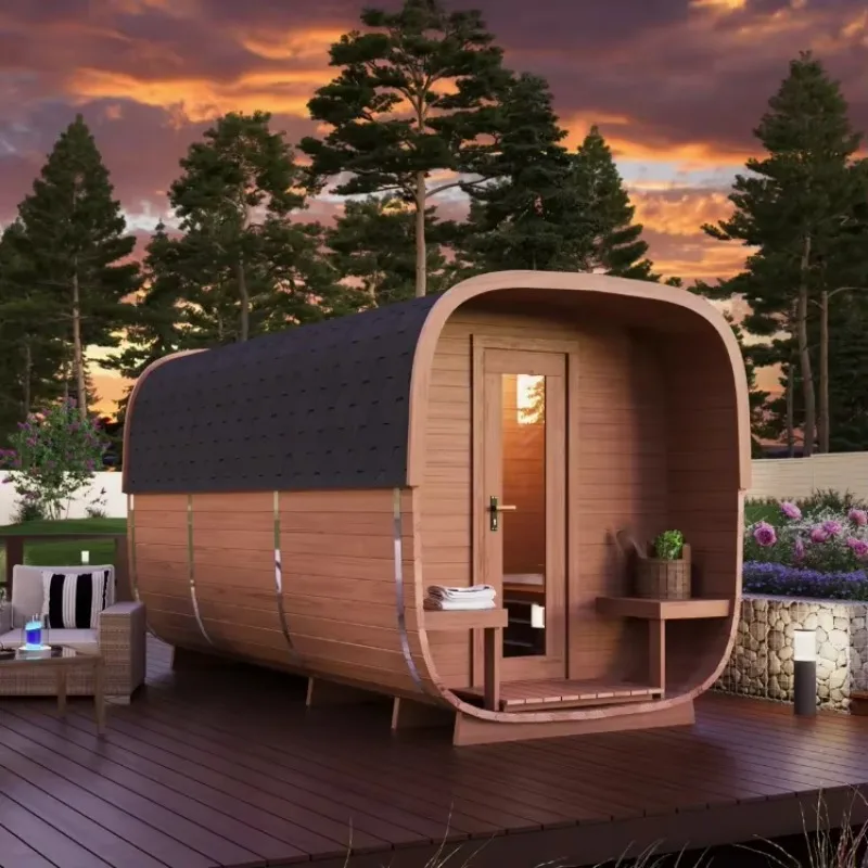 Modern Solid Wood Cube Sauna For 6-8 Persons Outdoor Use With Computer Control Panel And Relaxation Features