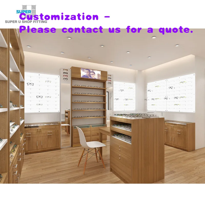 custom.Eyewear Shop Interior Design Wooden Eyewear Shelf Cabinet Eyewear