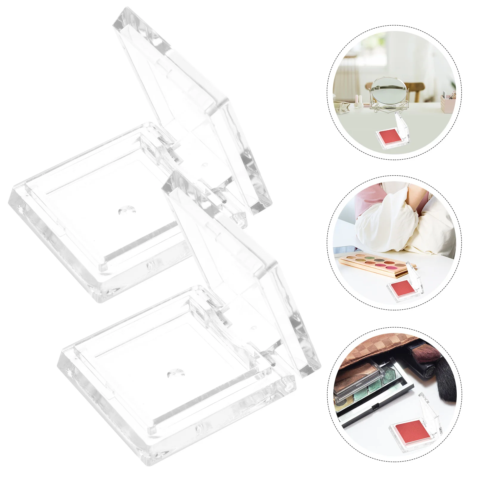 4 vaschette vuote per ombretto, contenitori quadrati in plastica per balsamo per labbra, crema per il viso, trucco da viaggio, riutilizzabili, piccoli