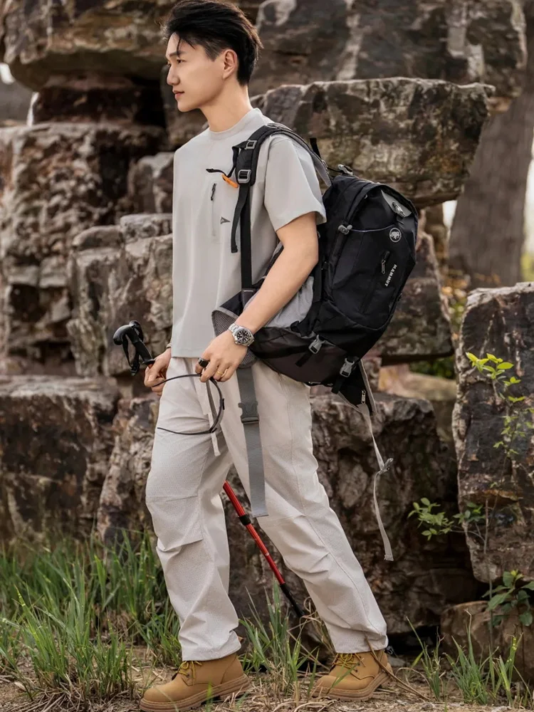 

Мужские летние повседневные брюки для активного отдыха, дышащие, свободного кроя, прямые, тонкие, быстросохнущие, модные, из полиэфирного волокна