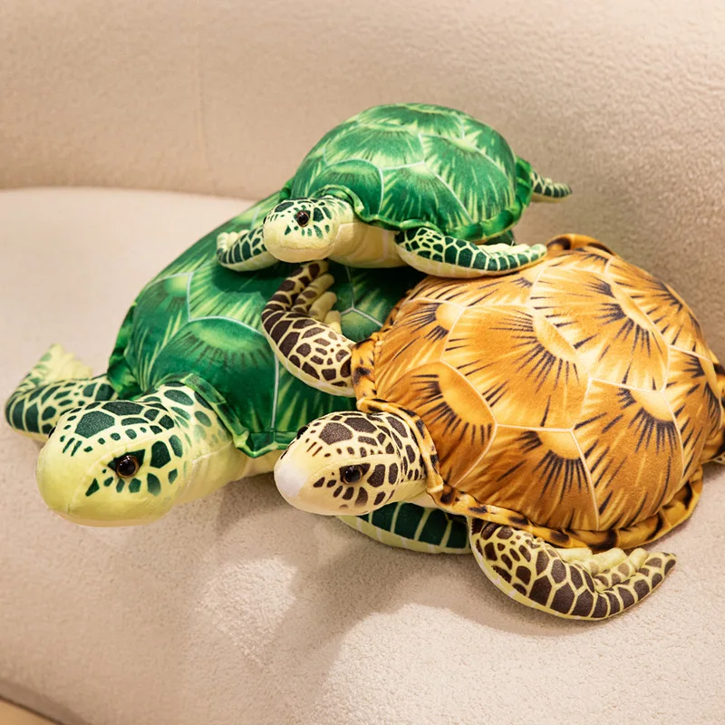 Sea Turtle Plush Toy Green Shell Brown Shell Styles Multi Size Realistic Stuffed Marine Animal for Bedroom Holiday Gift