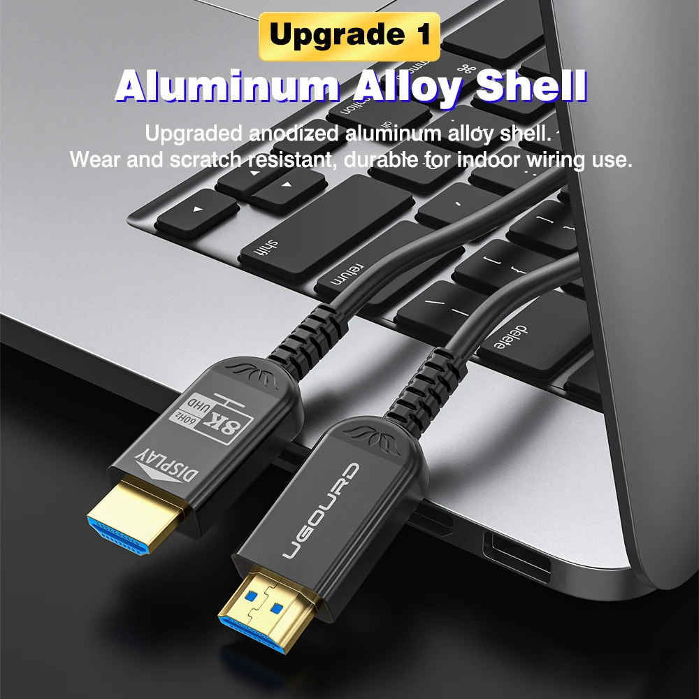 UGOURD Fiber Optic HDMI 2.1 Cable Active Optical AOC HDMI Over Fiber Cord 8K60Hz 4K 120Hz Long Distance 7.5m - 20m 30m 50m 100m view 2