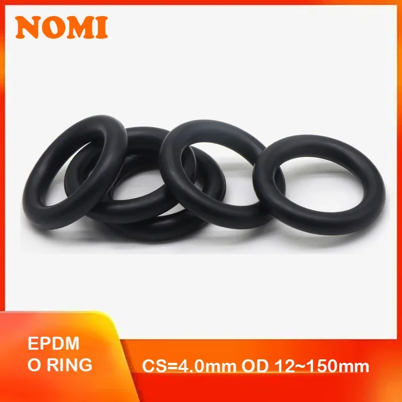 

10/50Pcs EPDM o Rings CS 4mm OD 12 ~ 150mm Acid and Alkali Resistance Water Resistance Friction Resistance o-ring Black