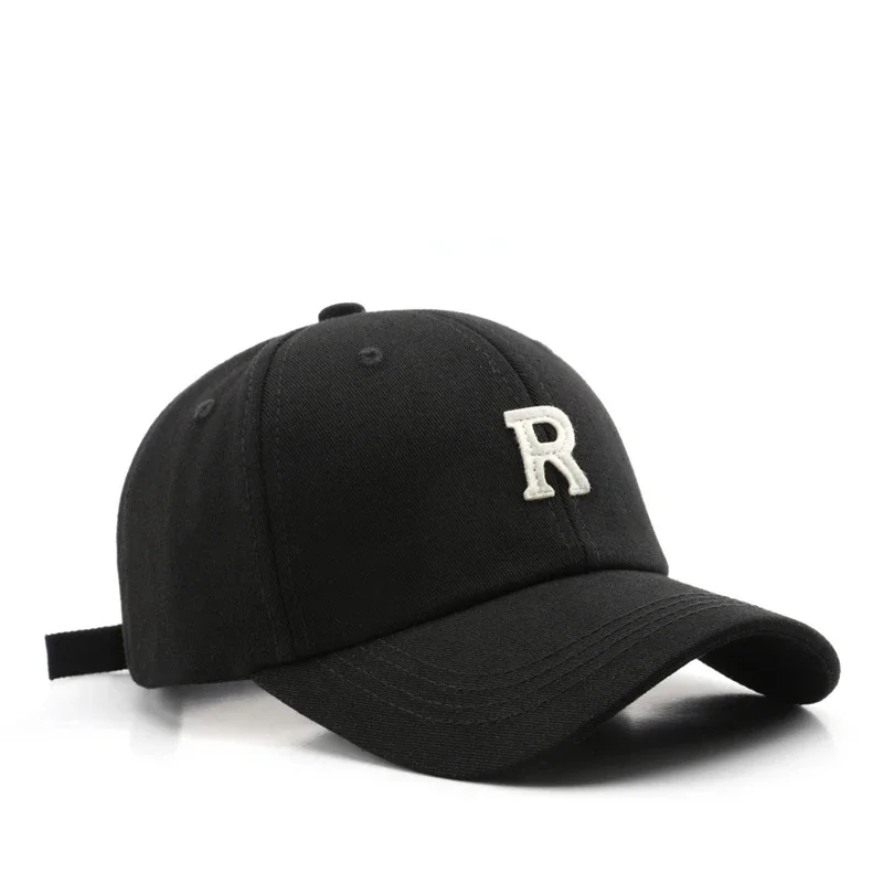 Korean Version of R Letter Soft Top Baseball Hat Winter Cap Female Fashion Suzuki Hat Peaked Cap Sun Hat Autumn Cap Male