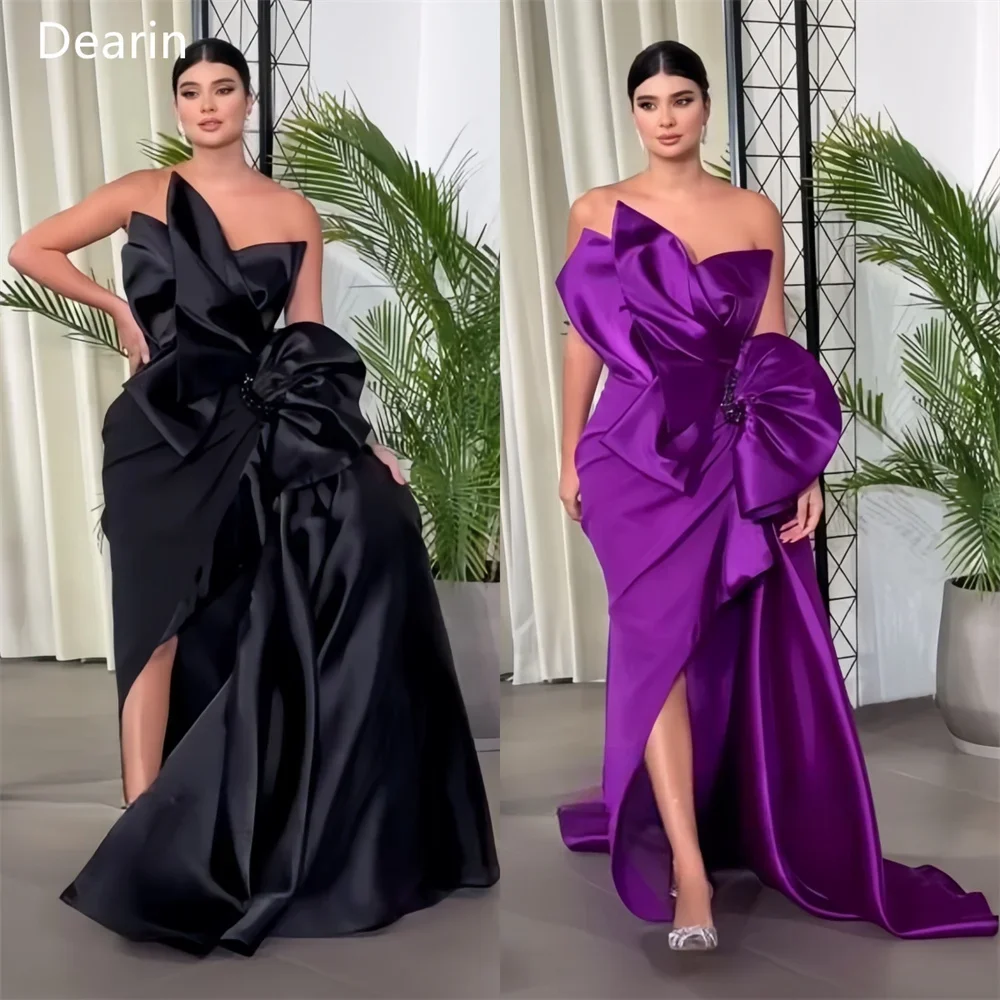 

Formal Gown Dearin Strapless Sheath Floor Length Skirts Draped Bows Ruffle Sleeveless Bespoke Occasion Dresses Saudi Arabia Even