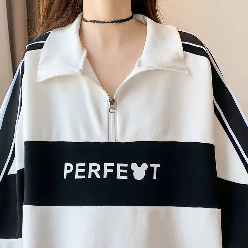 2024 Spring and Autumn Women\'s POLO Collar Pullover with Loose, Casual, Fashionable, Elegant Commuting Large Sleeves Sweater