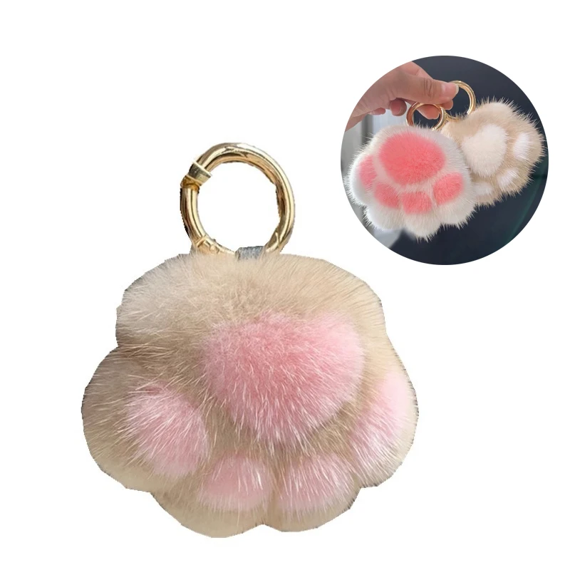 Women's Cat Paw Faux Fur Keychain Charm Fashion Plush Bear Paw Car Keychain Bag Pendant Party Favor Jewelry