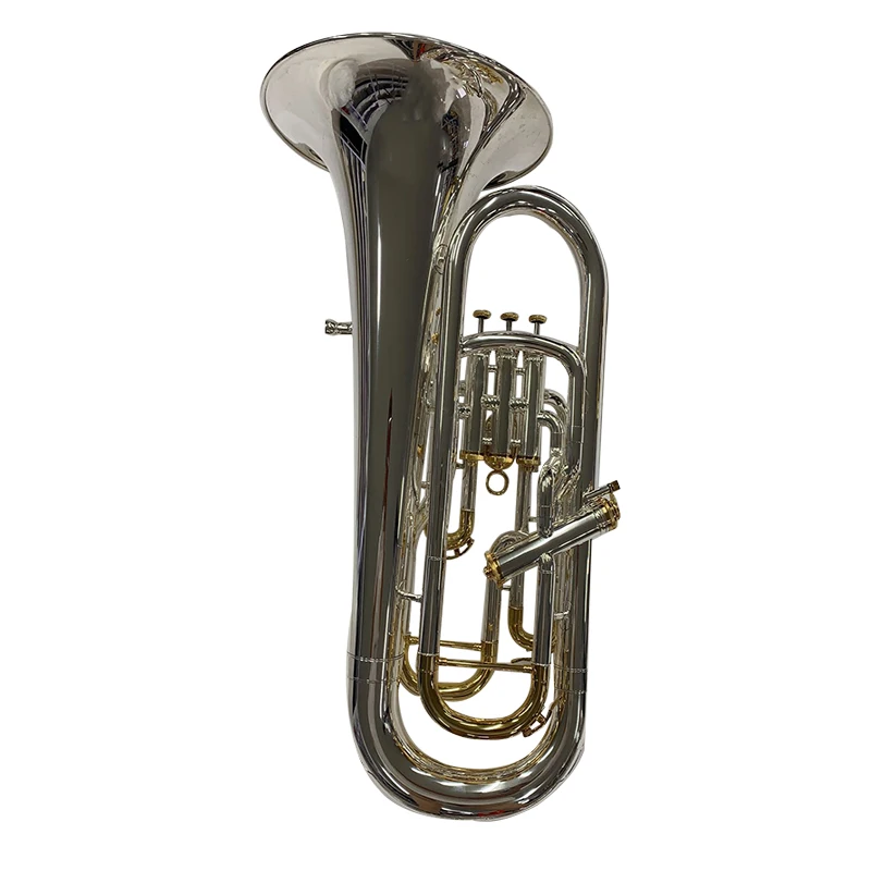 Bariton Horn with Piston Valve, Laca dourada, Acabado, Profissional, High Standard, 3 + 1