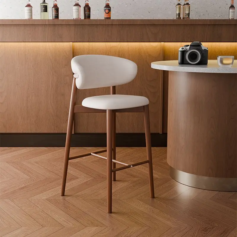 Solid Wood Bar Stool Household High Chair Kitchen Island Soft Cushion Back Dining Table Chair Cafe Restaurant High Stool
