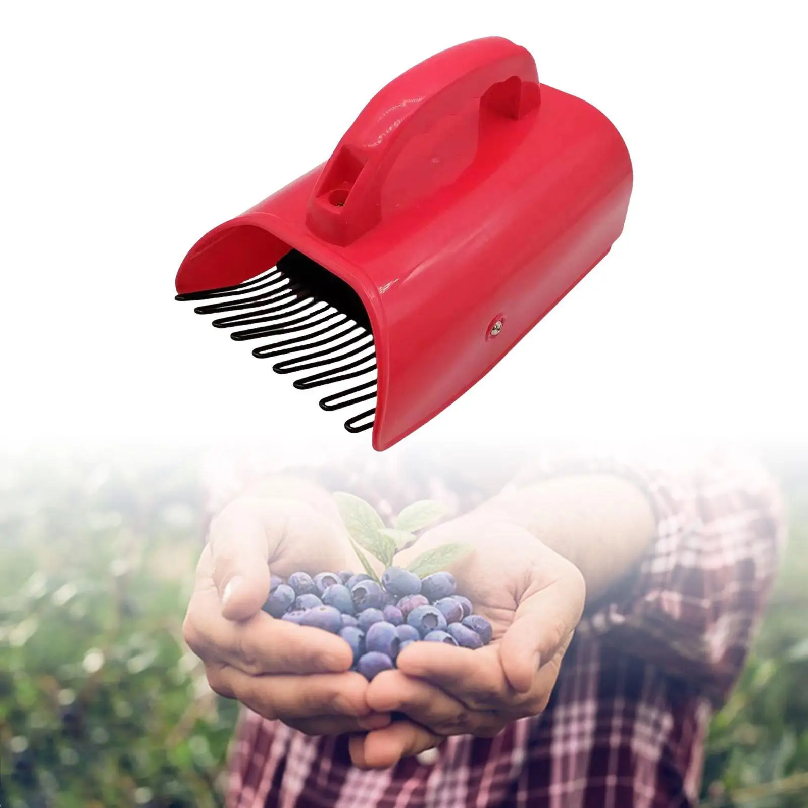 Berry Picker with Metal Comb Red Portable Huckleberry Picking Rakes Garden Tool for Lingonberries Easier Berries Harvester