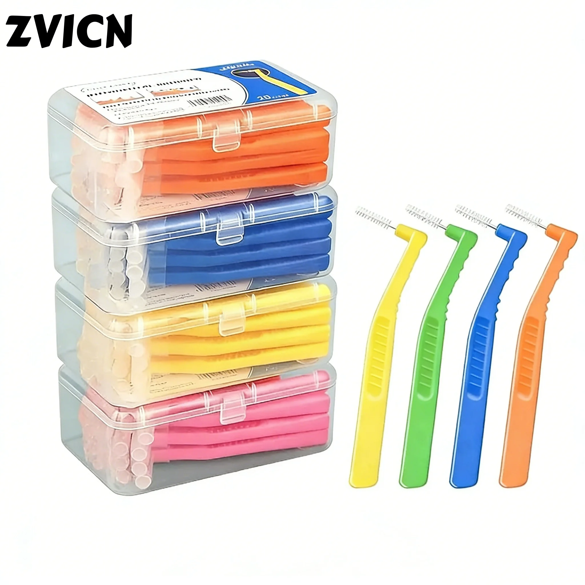20pcs Interdental Brush with Soft Bristles, Mini Toothbrush Angled, L Shaped Short Handle Brushes for Tooth Brackets Cleaning