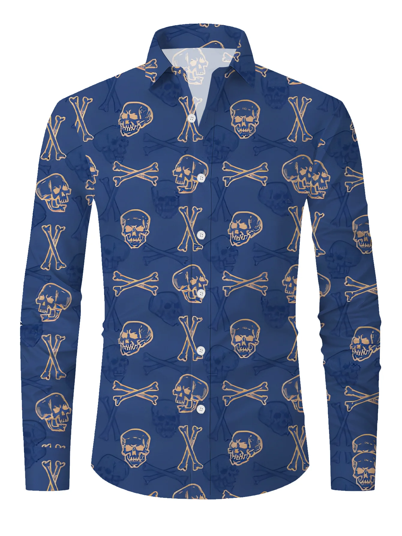 

Men's Geometric Print Long Sleeve Shirt - Stretch Polyester/Elastane Blend, 2025