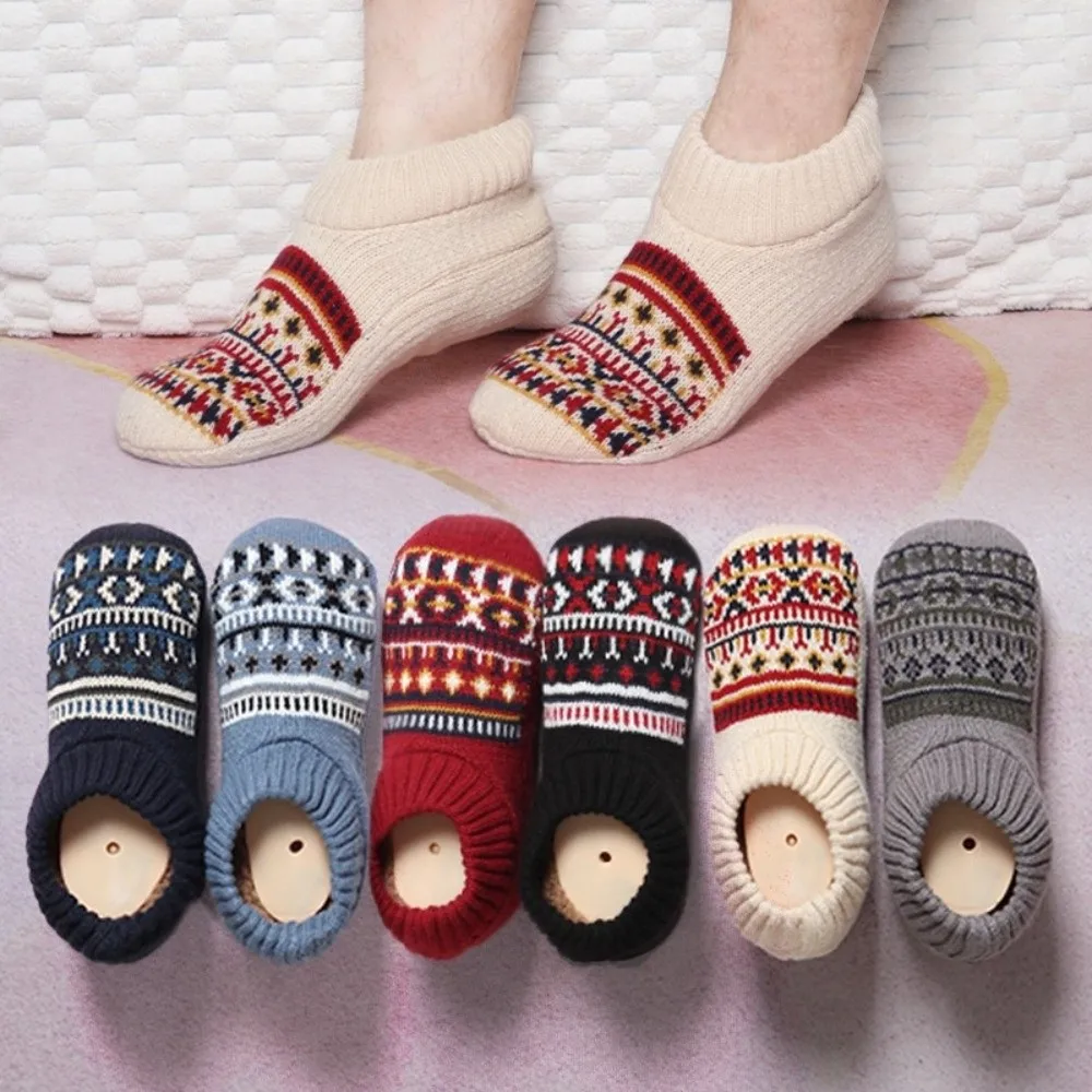 

New Thickened Warm Socks Non-slip Short Winter Socks Fluffy Slippers Socks Women Men