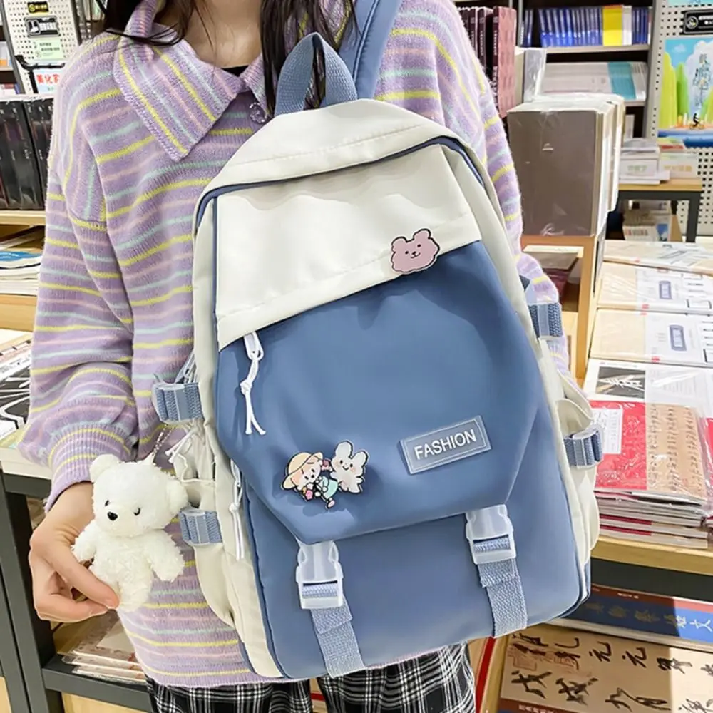 Bolsa de libros impermeable de alta calidad, mochila de gran capacidad de nailon, bolsa universitaria para adolescentes