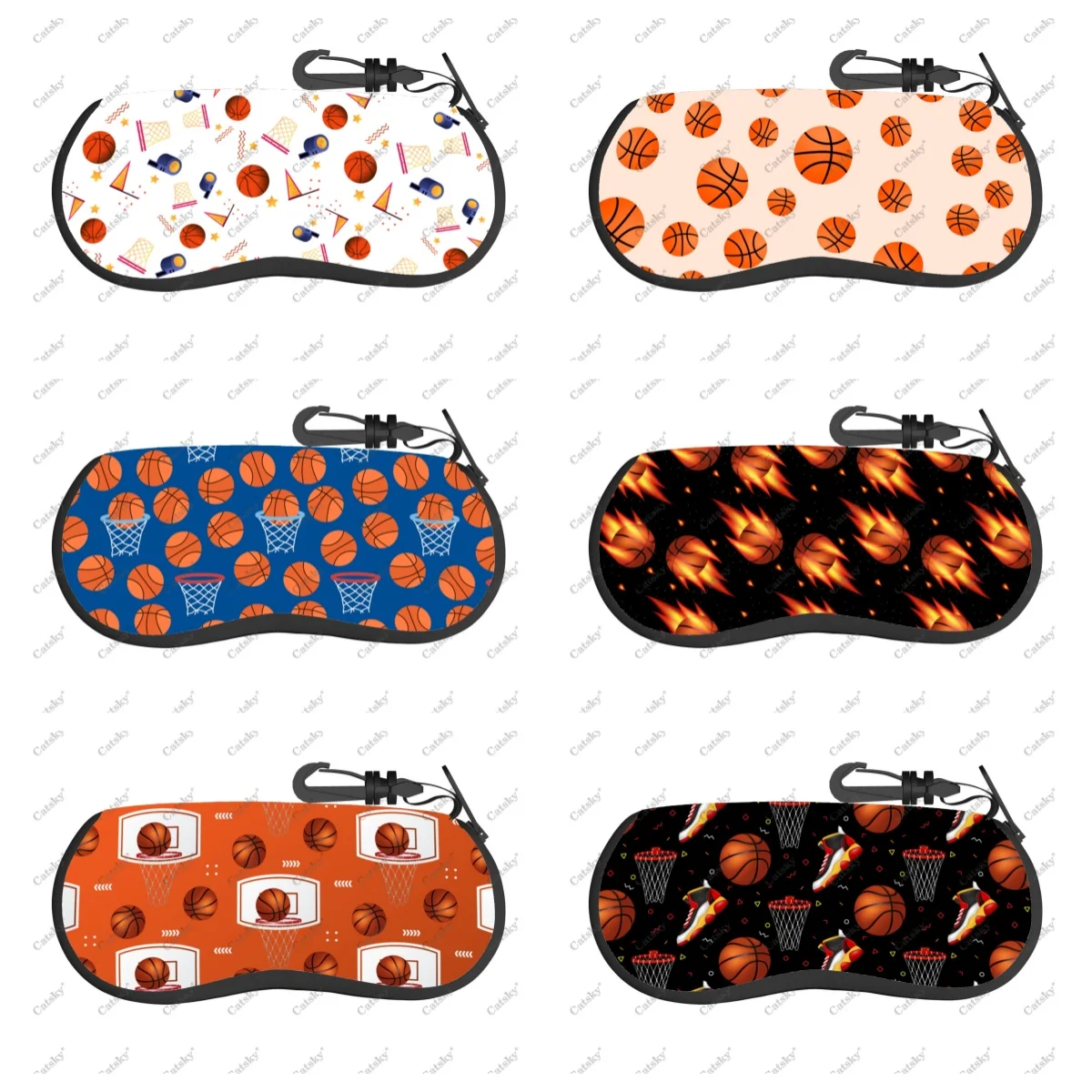 Basketball Pattern Glasses Case Zipper Travel Printed Pattern Soft Case Suitable for Storing Glasses Sunglasses Case