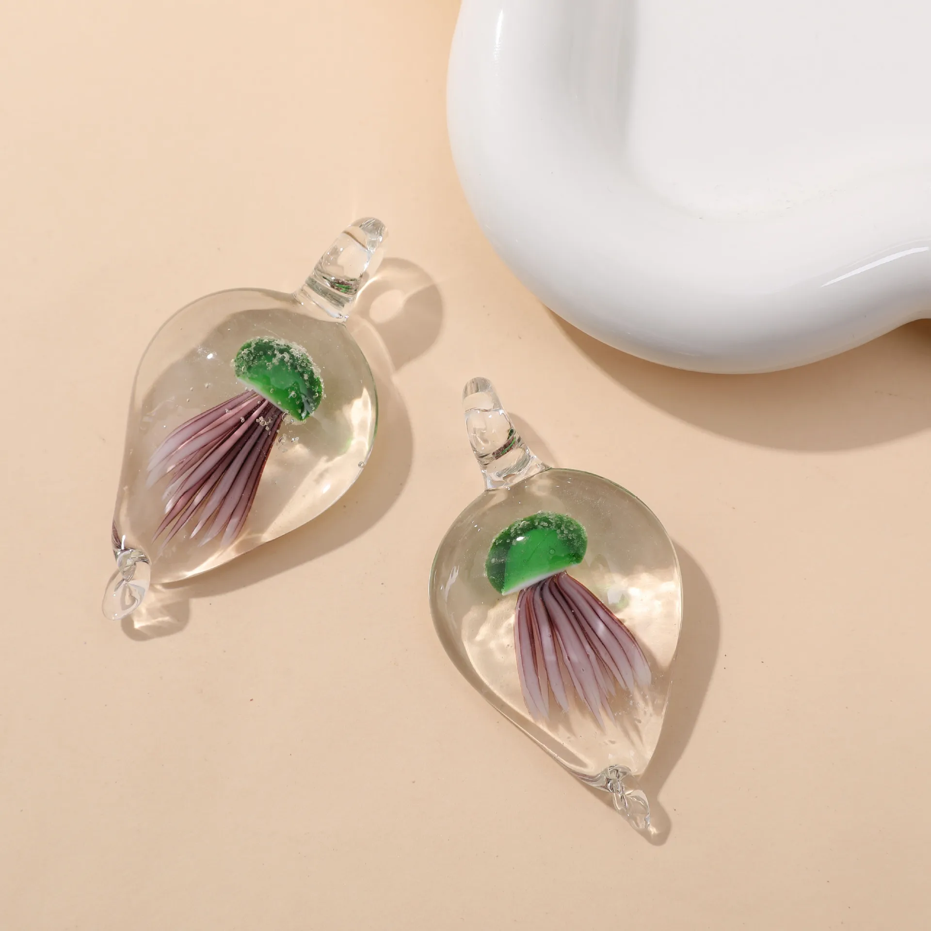 Handmade Murano Glass Pendant Necklace Transparent Jellyfish For Women Glass Jewelry Wedding Party Girl Loves Gifts