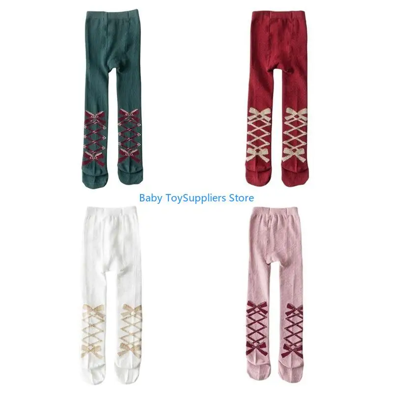 

R1WF Imitation-Lace-up Ballet-Bow on Hind-Legs Leggings Cotton Stocking Pant Cotton