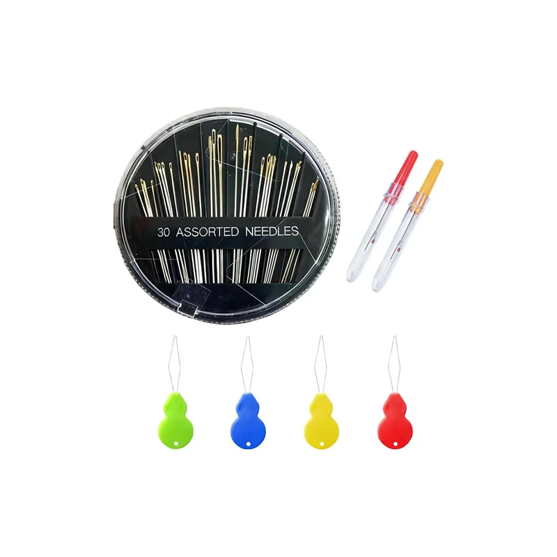 Набор для ручного шитья: 30 игл для ручного шитья, 4 нитевдевателя и 2 распарывателя швов. Инструменты для рукоделия, вышивки и ремонта.