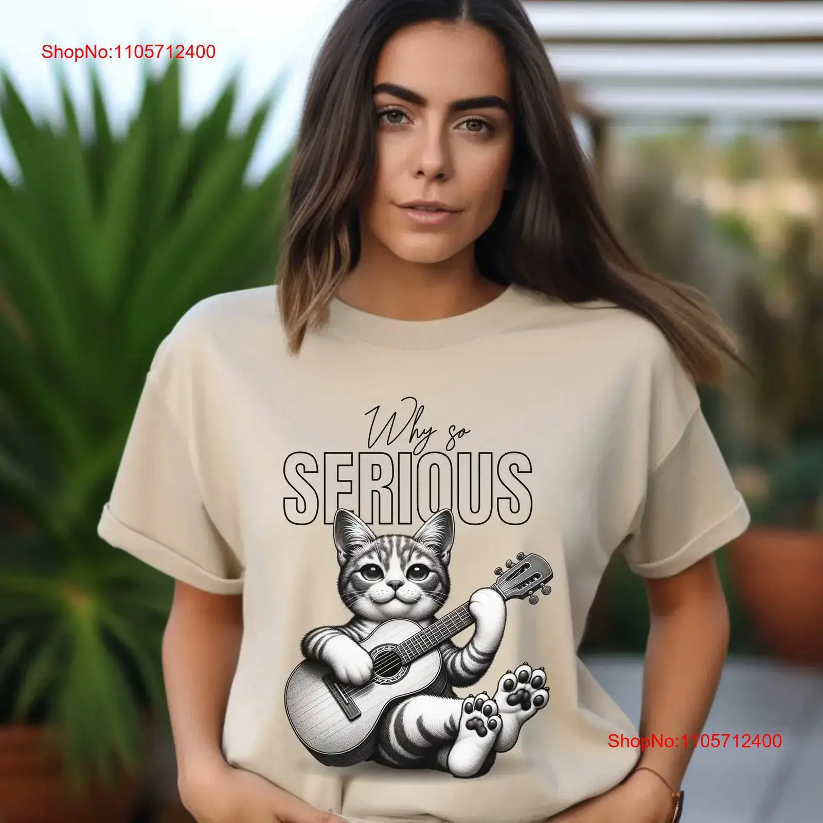 Rock Cat Playing Guitar T Shirt Funny for Lovers Her Cool vintage Washed Top For Everyday Wear graphic Comfortable Stretched