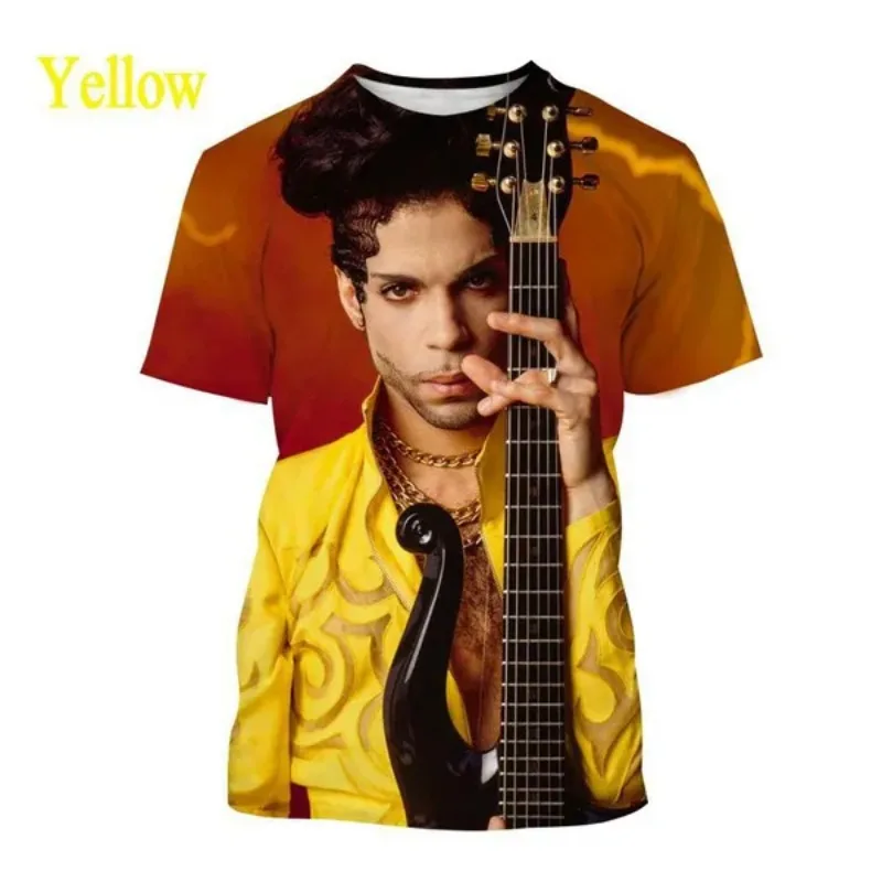 Music Singer Prince Rogers Nelson 3D Printed Men\'s T Shirt Round Neck Casual Short-sleeved Hip-hop Streetwear Casual Clothing